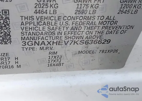 2019 Chevrolet Equinox Ls z USA, uszkodzony, nr VIN 3GNAXHEV7KS636629